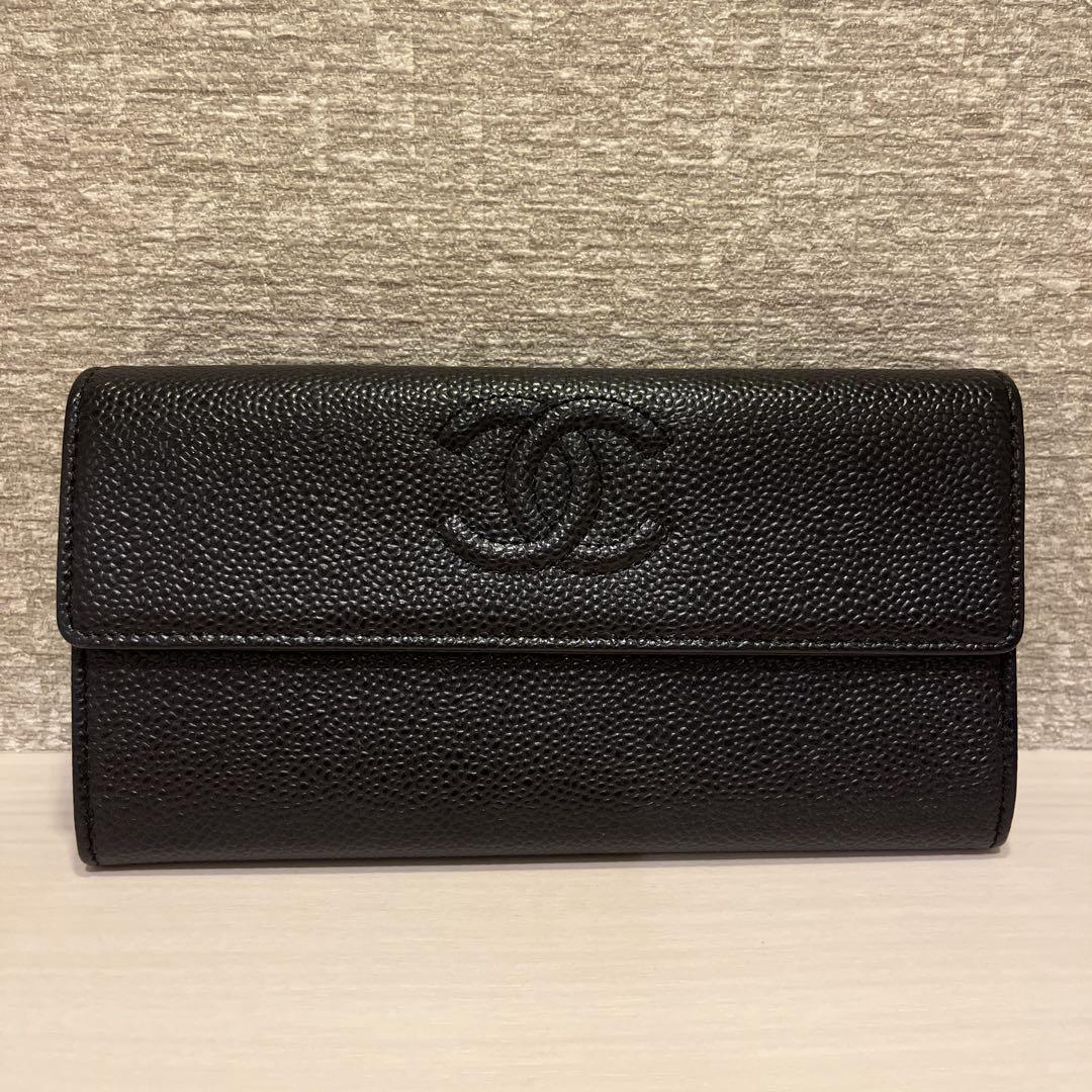 【カード収納力抜群】CHANEL 長財布 キャビアスキン 190825-2.jpg