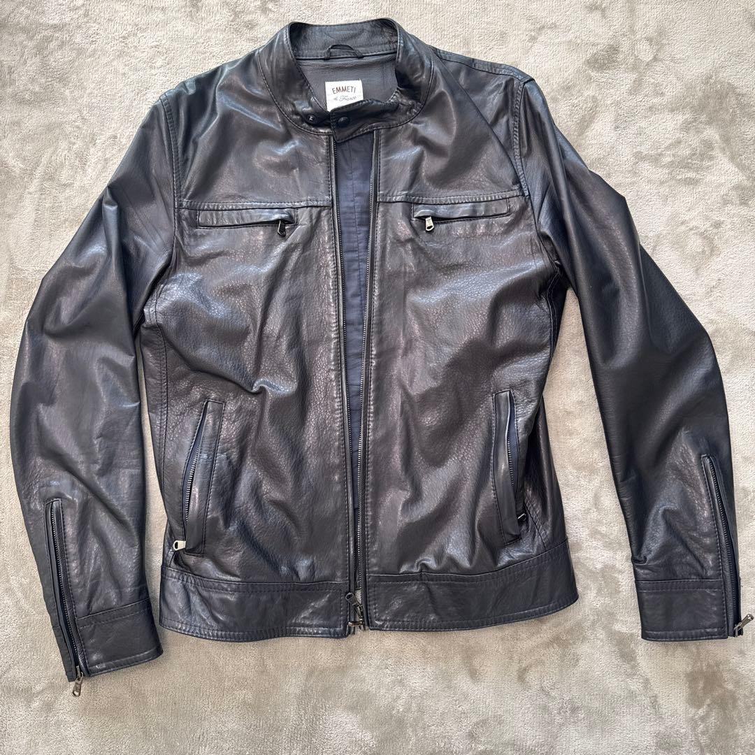 EMMETI di Franco 黒 レザー シングルライダースM EMMETI