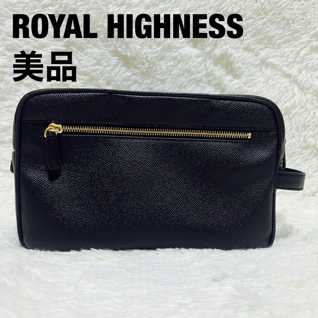 美品 ROYAL HIGHNESS セカンドバッグ レザー 中総柄 高級感