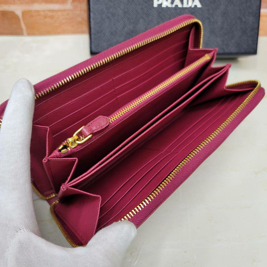 HOT好評 PRADA ピンク ラウンド プラダ財布 0tTQ3-m50438097962 鑑定済 サフィアーノ IBISCO HOT正規品