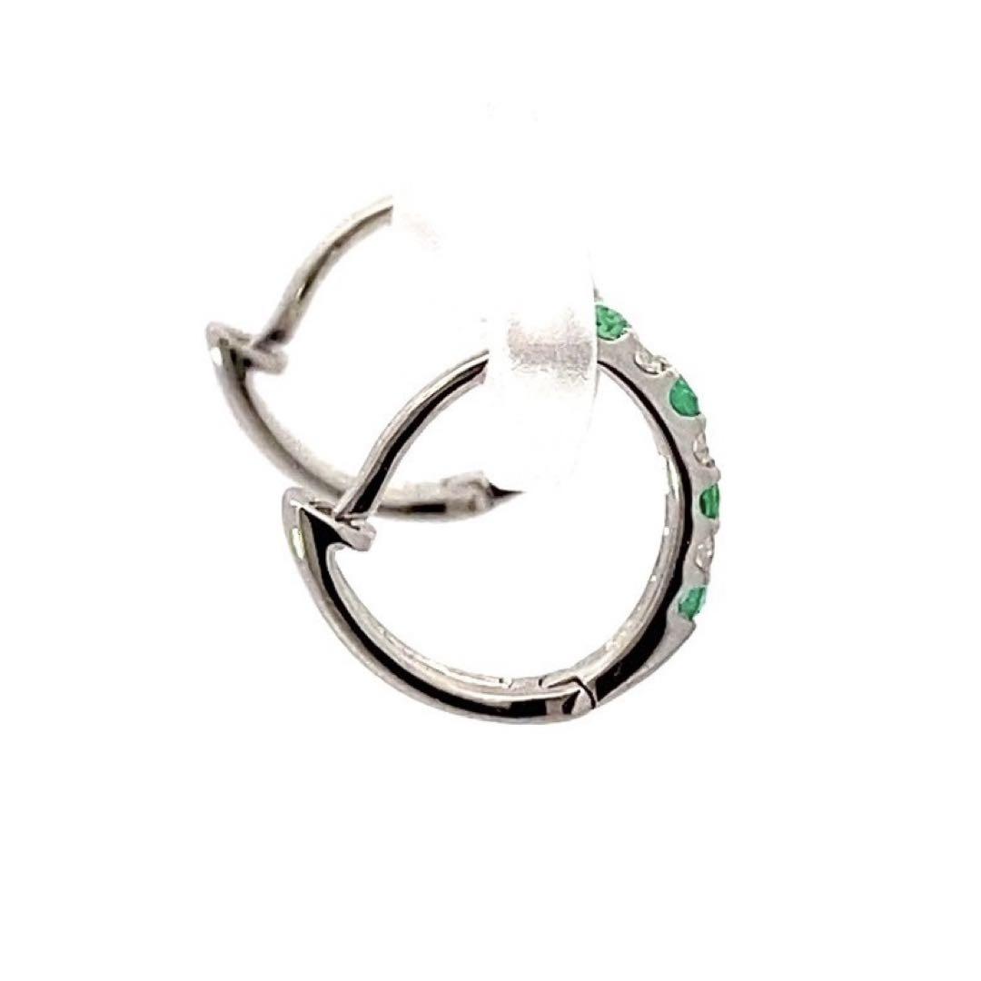 新品 PT900 1.5mm エメラルド ダイヤモンド ピアス