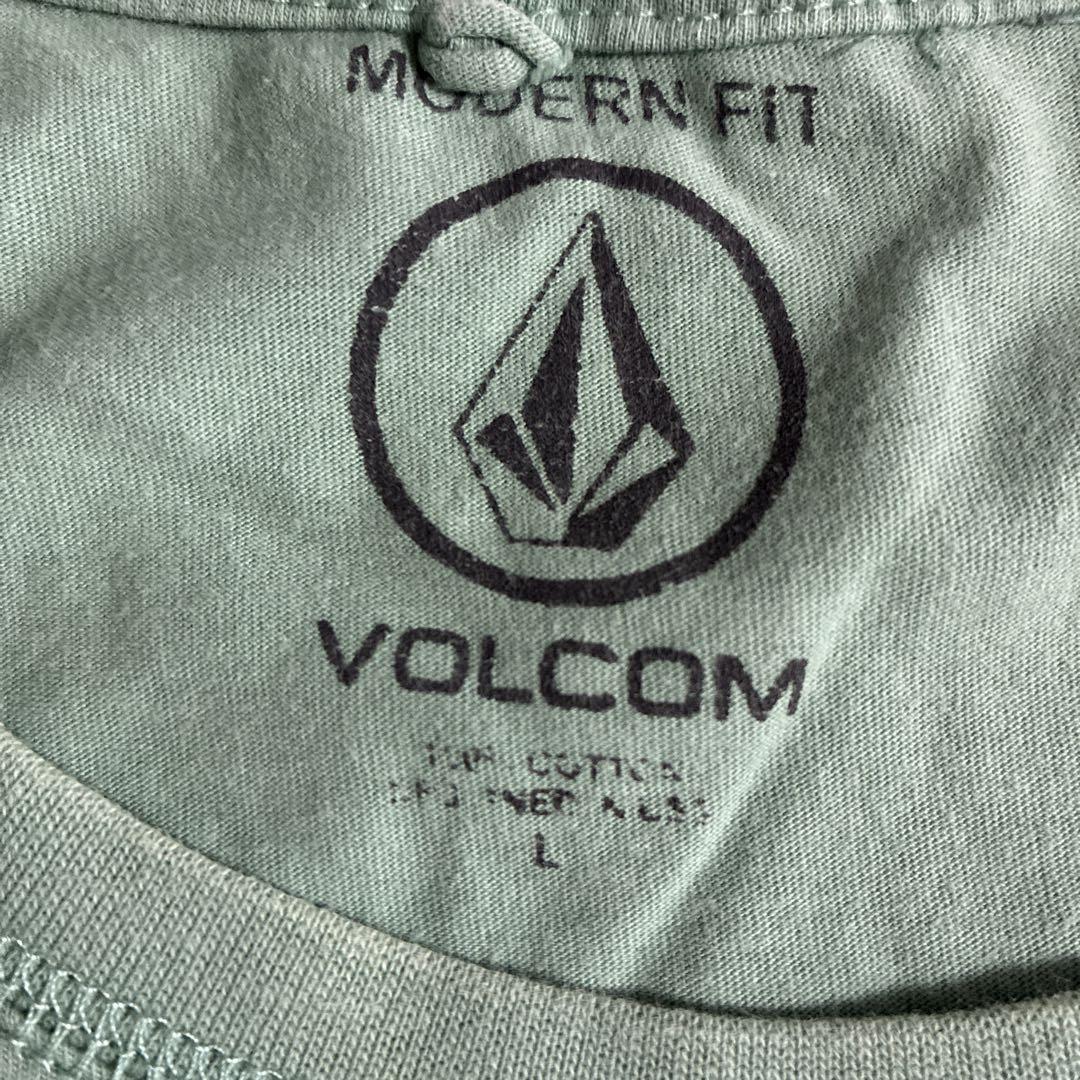 T158 VOLCOM ボルコム ストーンロゴ Tシャツ L グリーン 古着