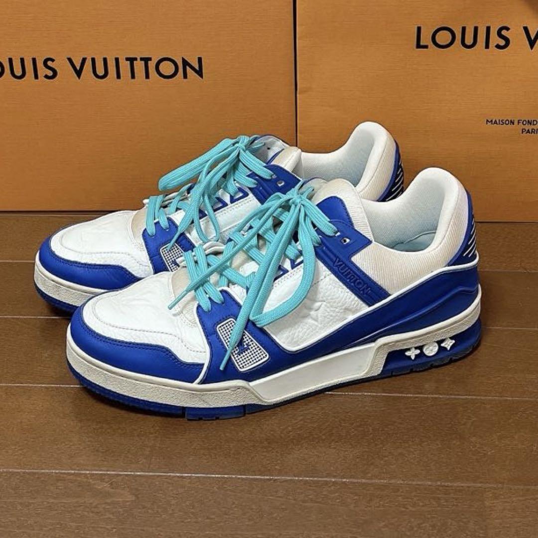 LOUIS VUITTON LVトレイナー・ライン スニーカー、ロー青、マリーヌ