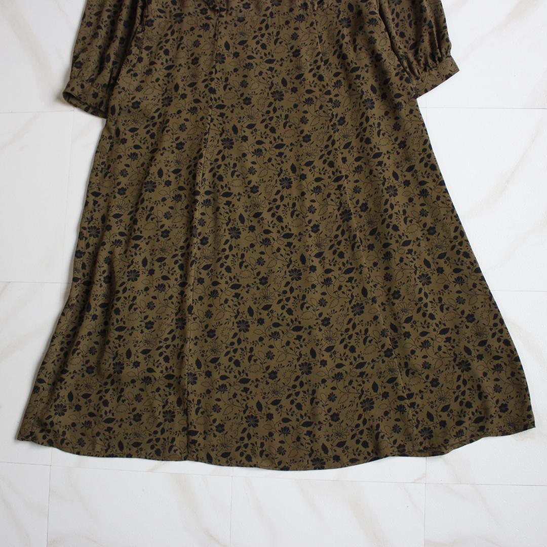 LAURA ASHLEY ロングワンピース Lサイズ 花柄 フリル カーキ LAURA ASHLEY ロングワンピース Lサイズ 花柄 フリル カーキ