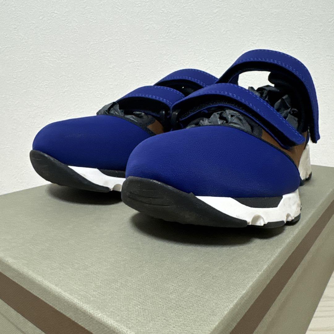 MARNI ベルクロストラップスニーカー 青 茶色 ベルクロ - メルカリ