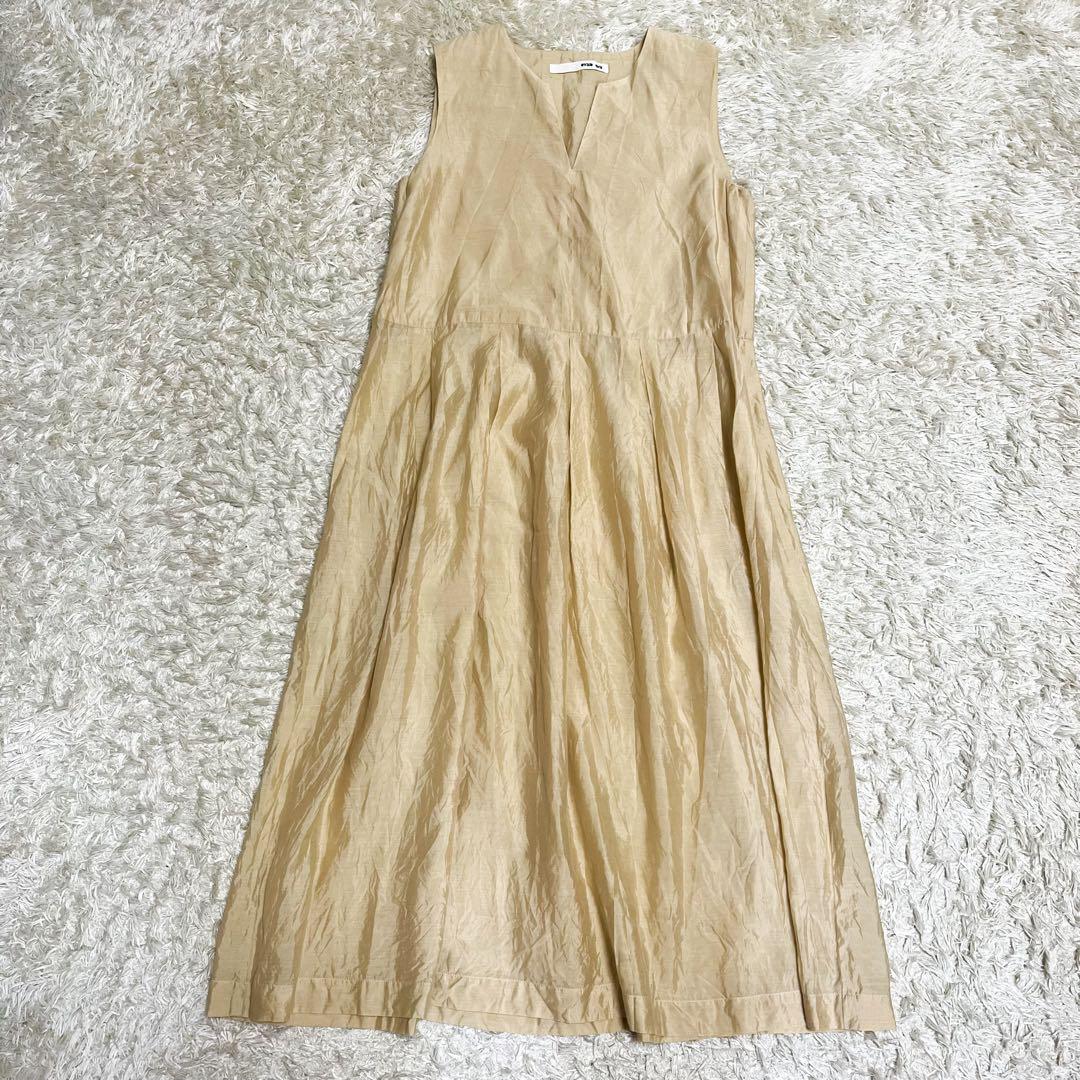 evameva ノースリーブ ワンピース シルク コットン 光沢
