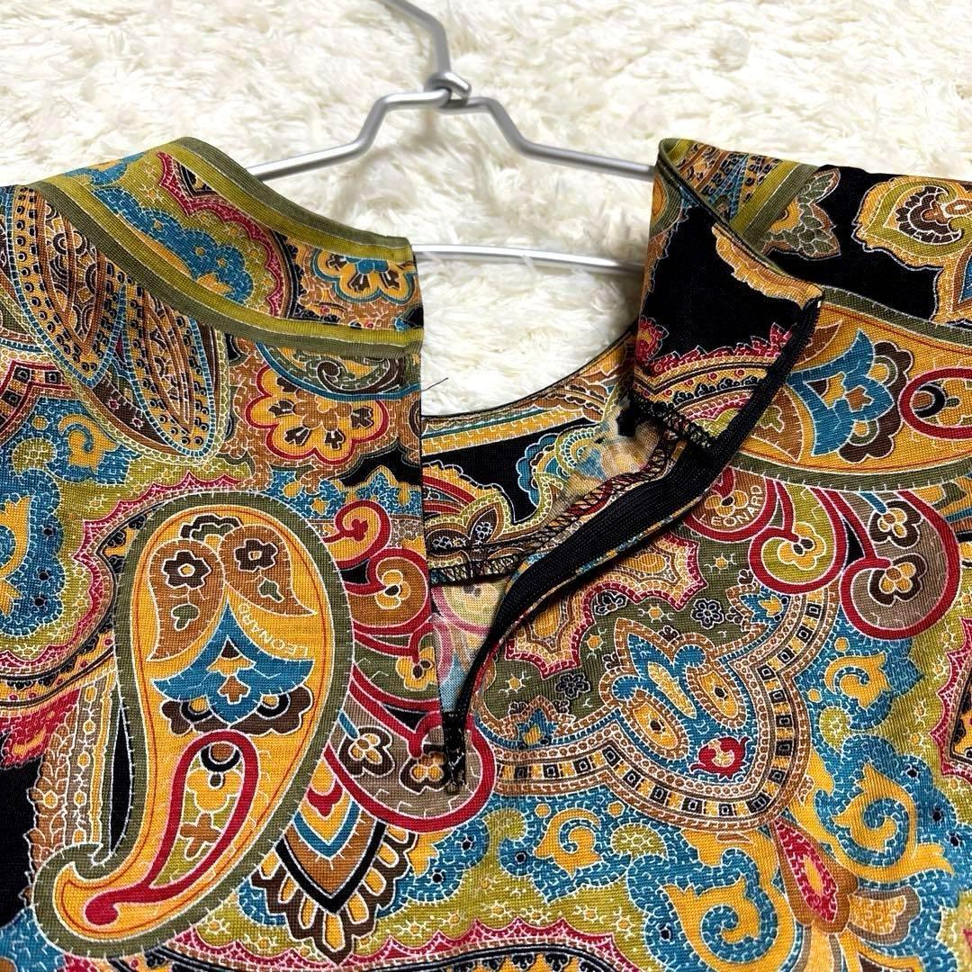 【美品】レオナール カットソー ペイズリー柄 ウール シルク M