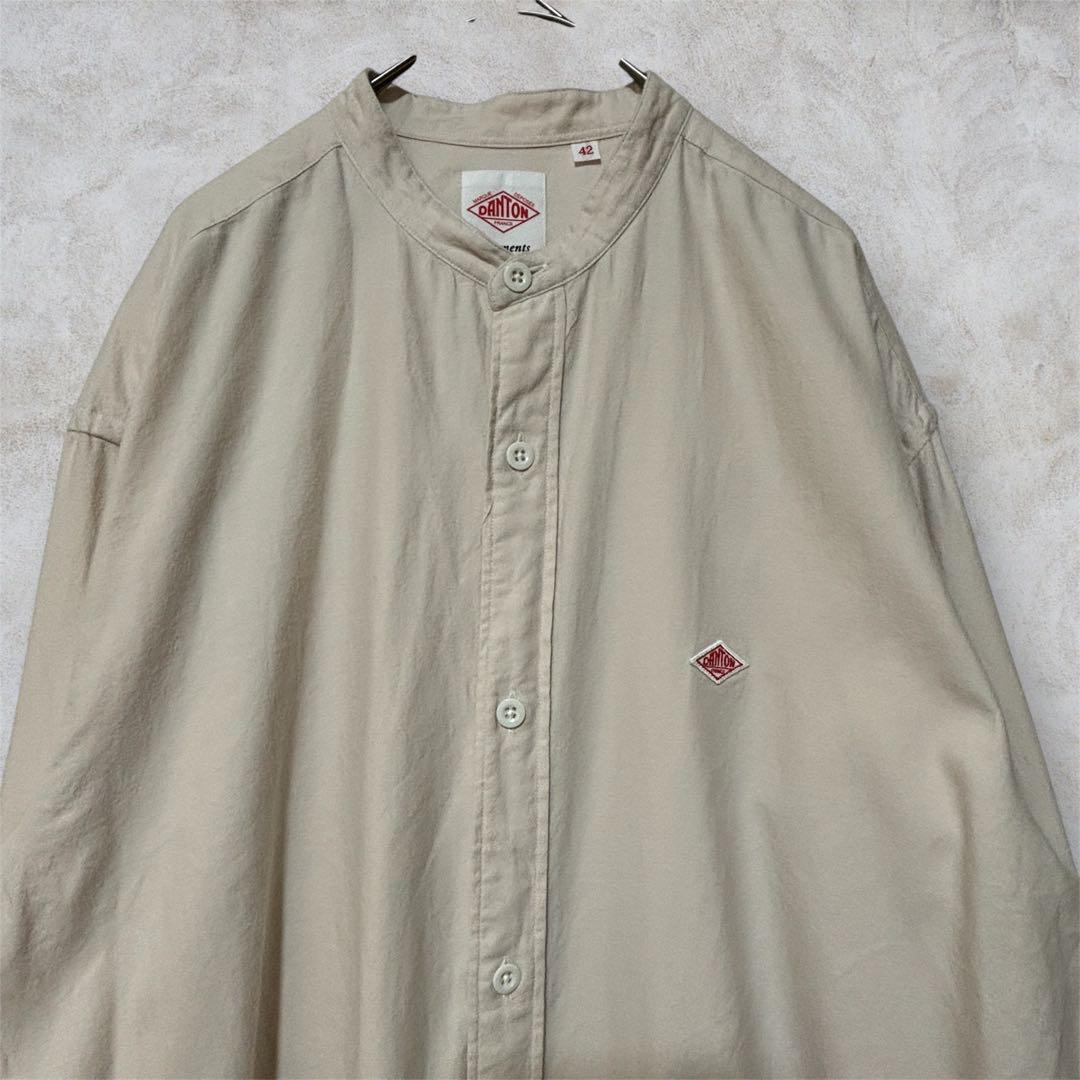 トップス DANTON COTTON TWILL BAND COLLAR SHIRT/42
