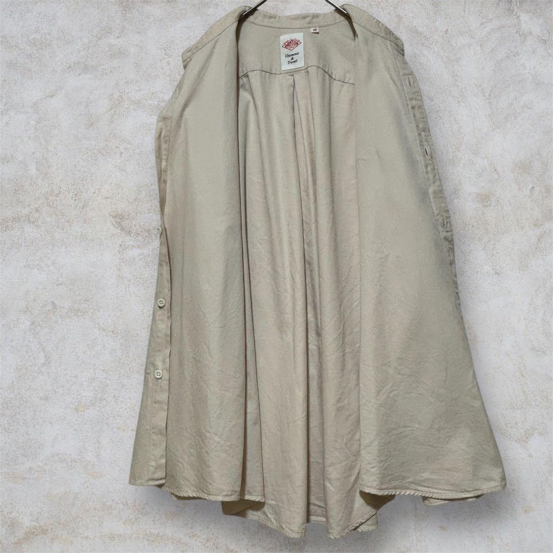 トップス DANTON COTTON TWILL BAND COLLAR SHIRT/42