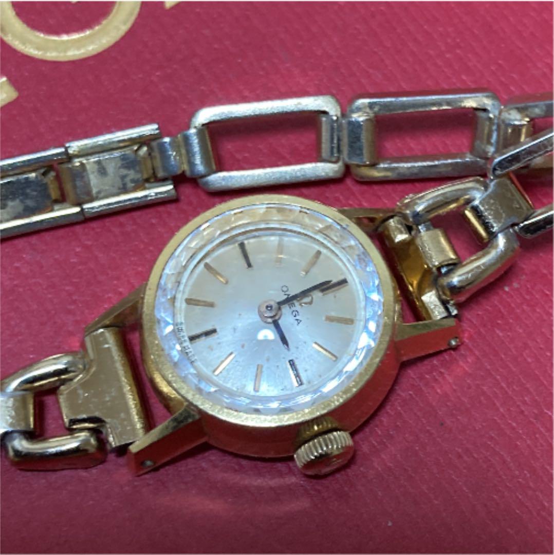 アンティーク OMEGA 18K ダイヤカットガラス手巻き