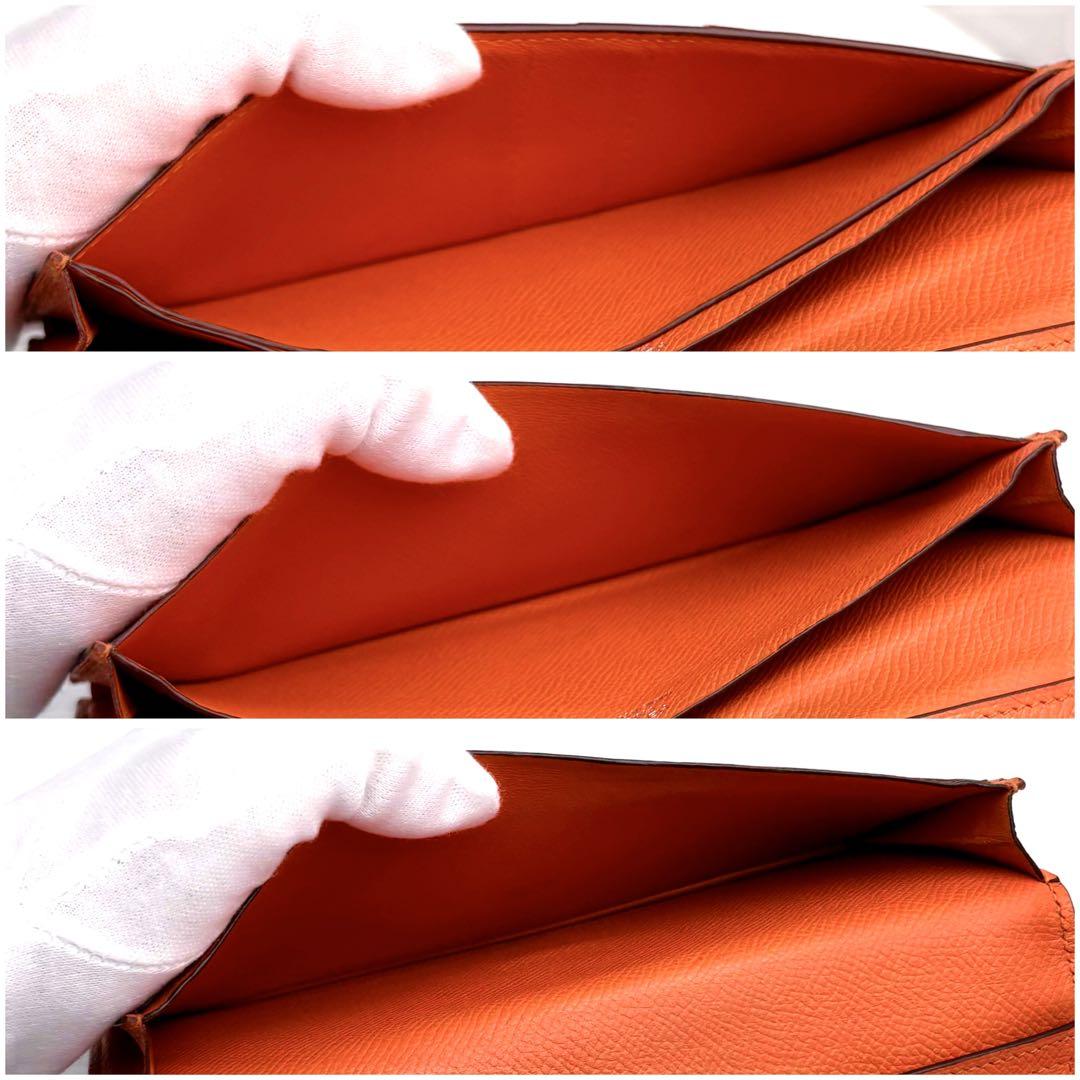 HERMES エルメス べアン スフレ 長財布 黒 ブラック オレンジ 二つ折り