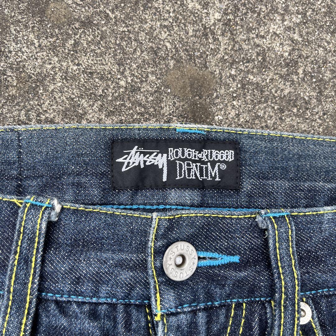old stussy 90s denim grange logo