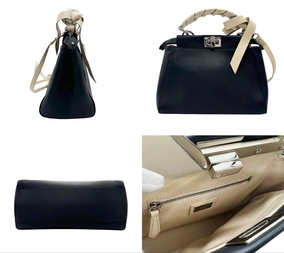 FENDI ピーカブー アイボリー×ブラック リボン 美品