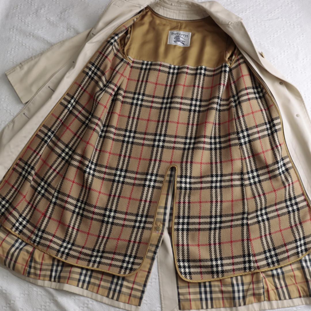 王道ノバチェック！Burberry's　ロングコート　ライナー付き　Mサイズ