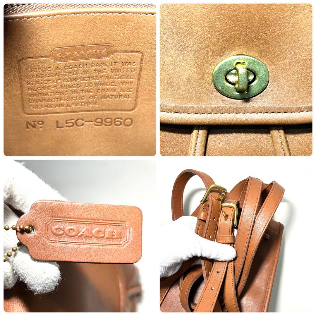 極美✨オールドコーチ COACH ターンロック グラブタンレザー ミニリュック茶
