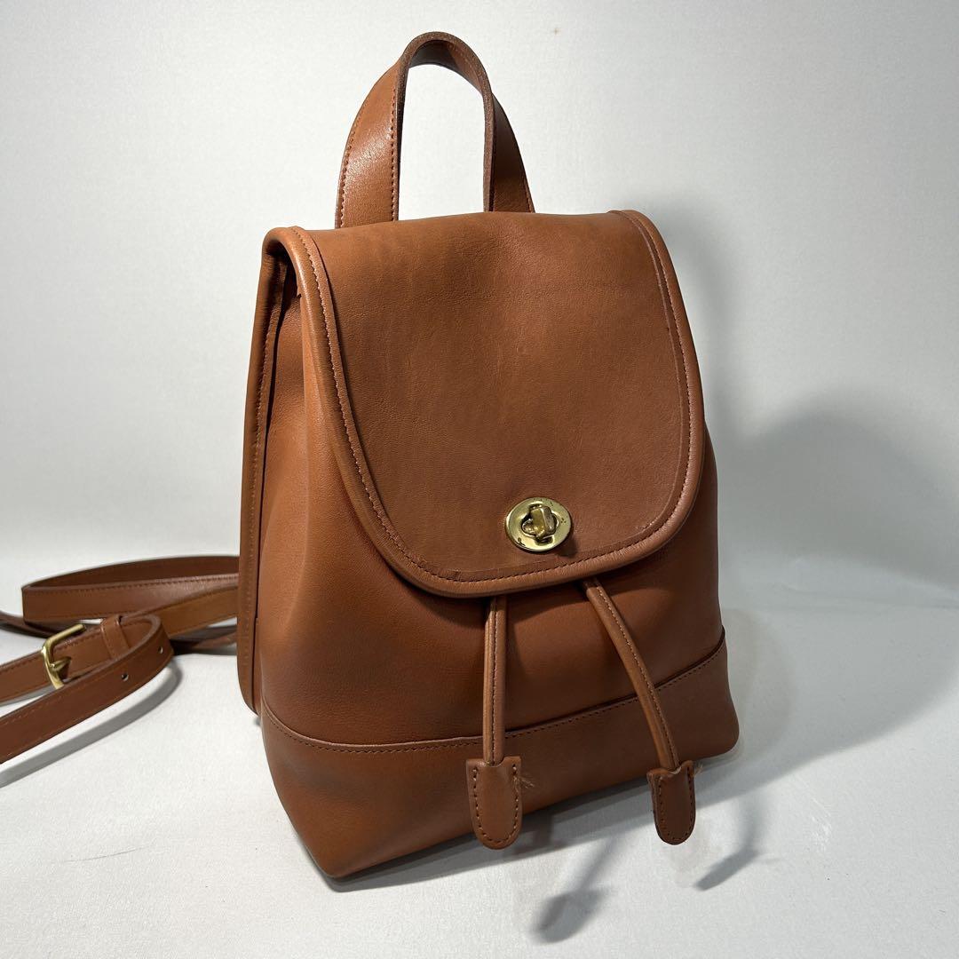 極美✨オールドコーチ COACH ターンロック グラブタンレザー ミニリュック茶