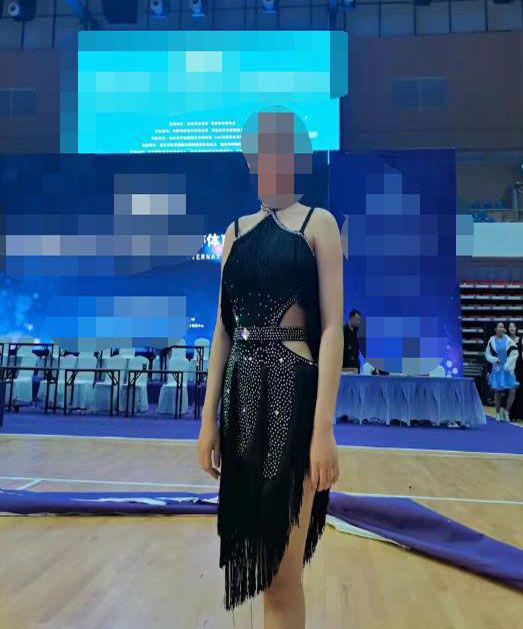 人気の 社交ダンス衣装 ラテンワンピースドレス グリーン+ブラック 社交ダンス
