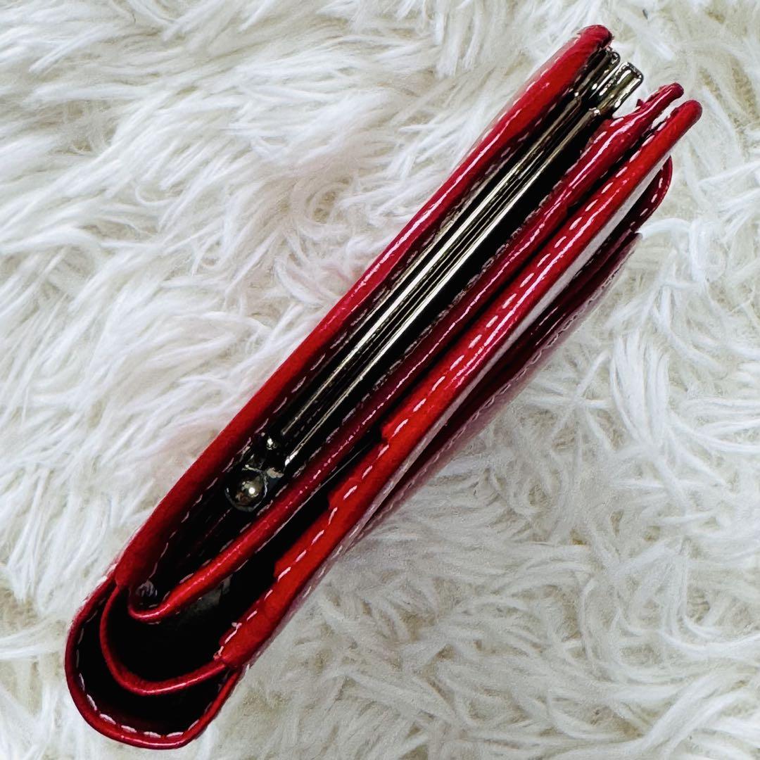 未使用★MOSCHINO モスキーノ ハート 二つ折り財布 レッド 赤 がま口