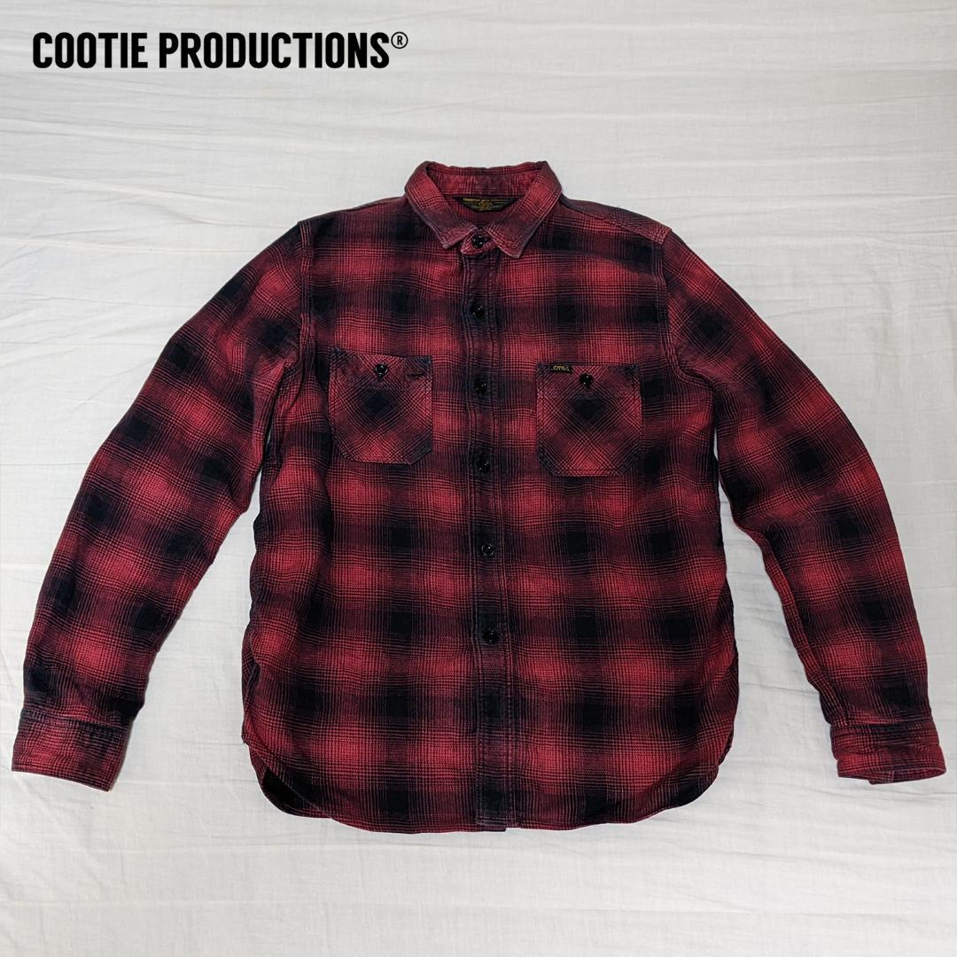 即完売品 20aw COOTIE PRODUCTIONS レッドシャツ Mサイズ COOTIE クーティープロダクションズ オンブレチェック ネルシャツ