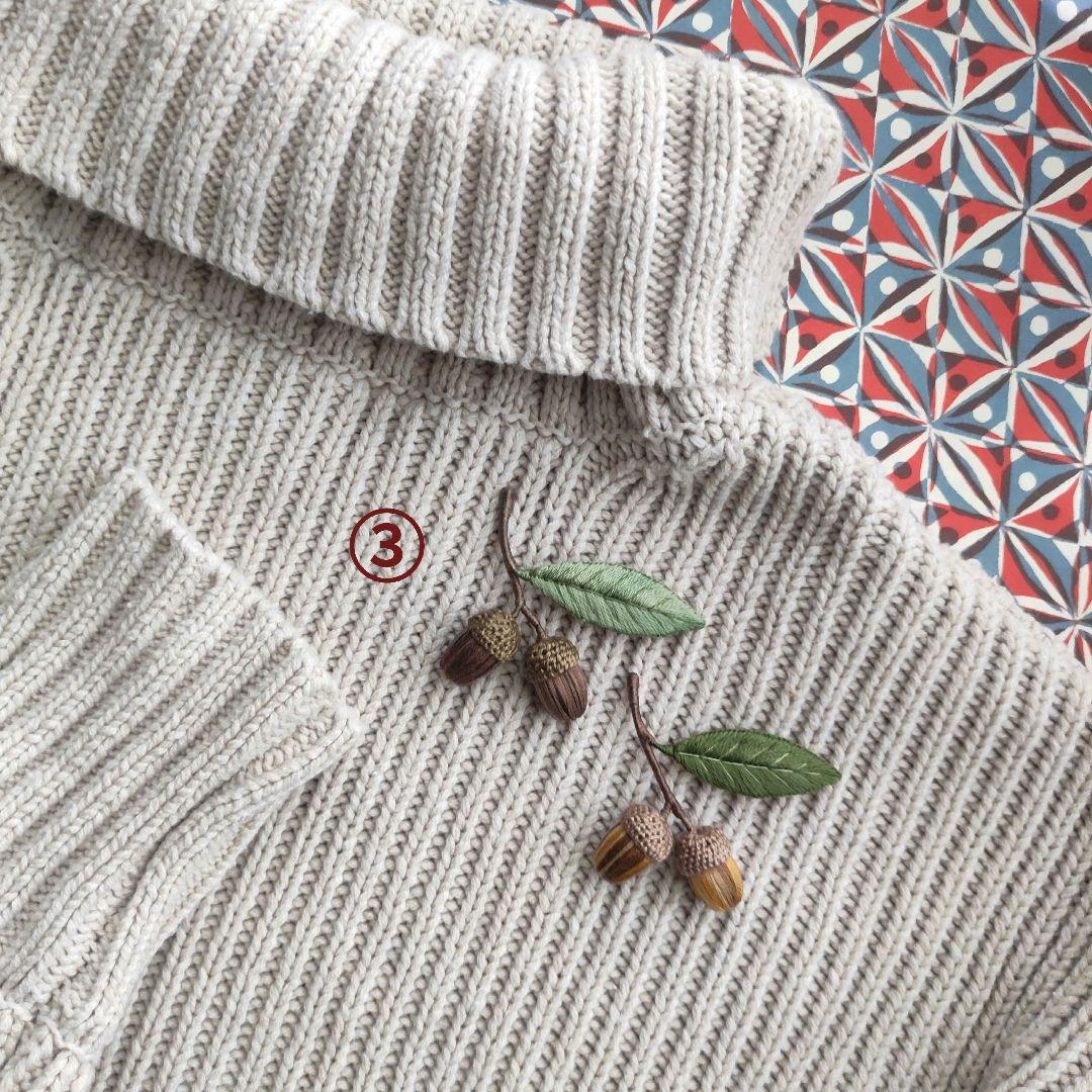 専用出品❀どんぐりの立体刺繍ブローチ③+銀杏+紅葉 専用出品❀どんぐりの立体刺繍ブローチ③+銀杏+紅葉