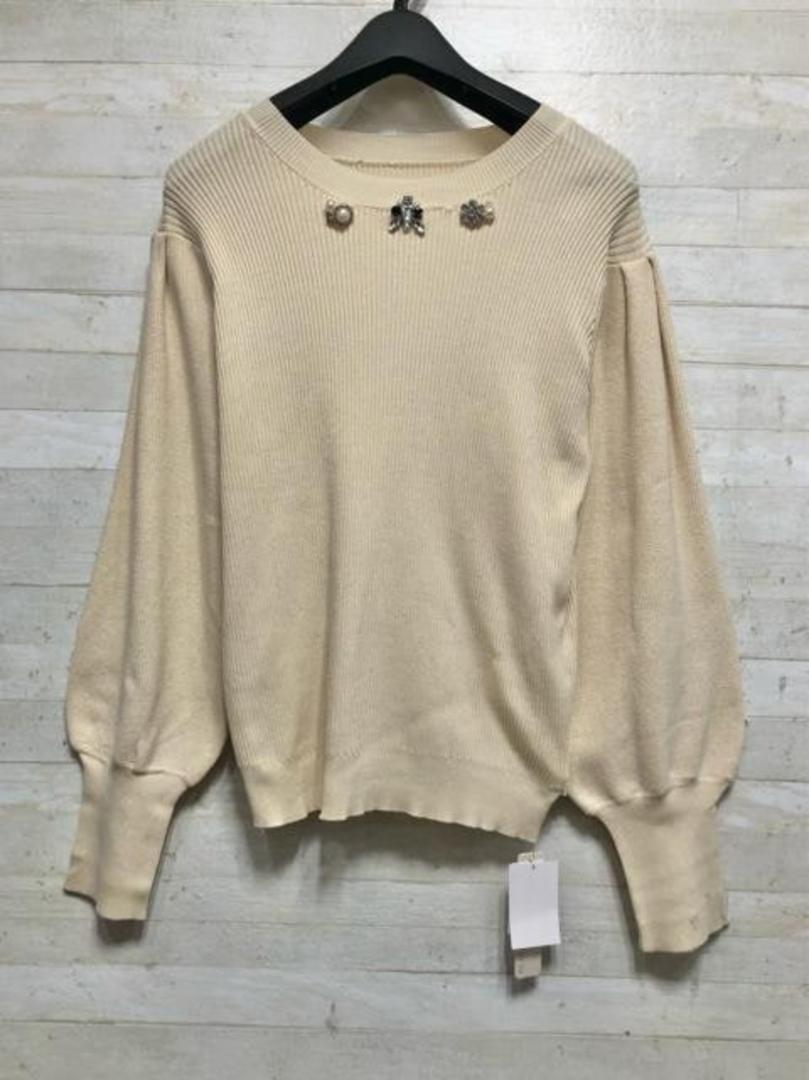 新品☆L~LL♪きれいめコーデ♪ビジュー付ニット&ジャンスカ♪1万円〇B528 新品☆L~LL♪きれいめコーデ♪ビジュー付ニット&ジャンスカ♪1万円〇B528