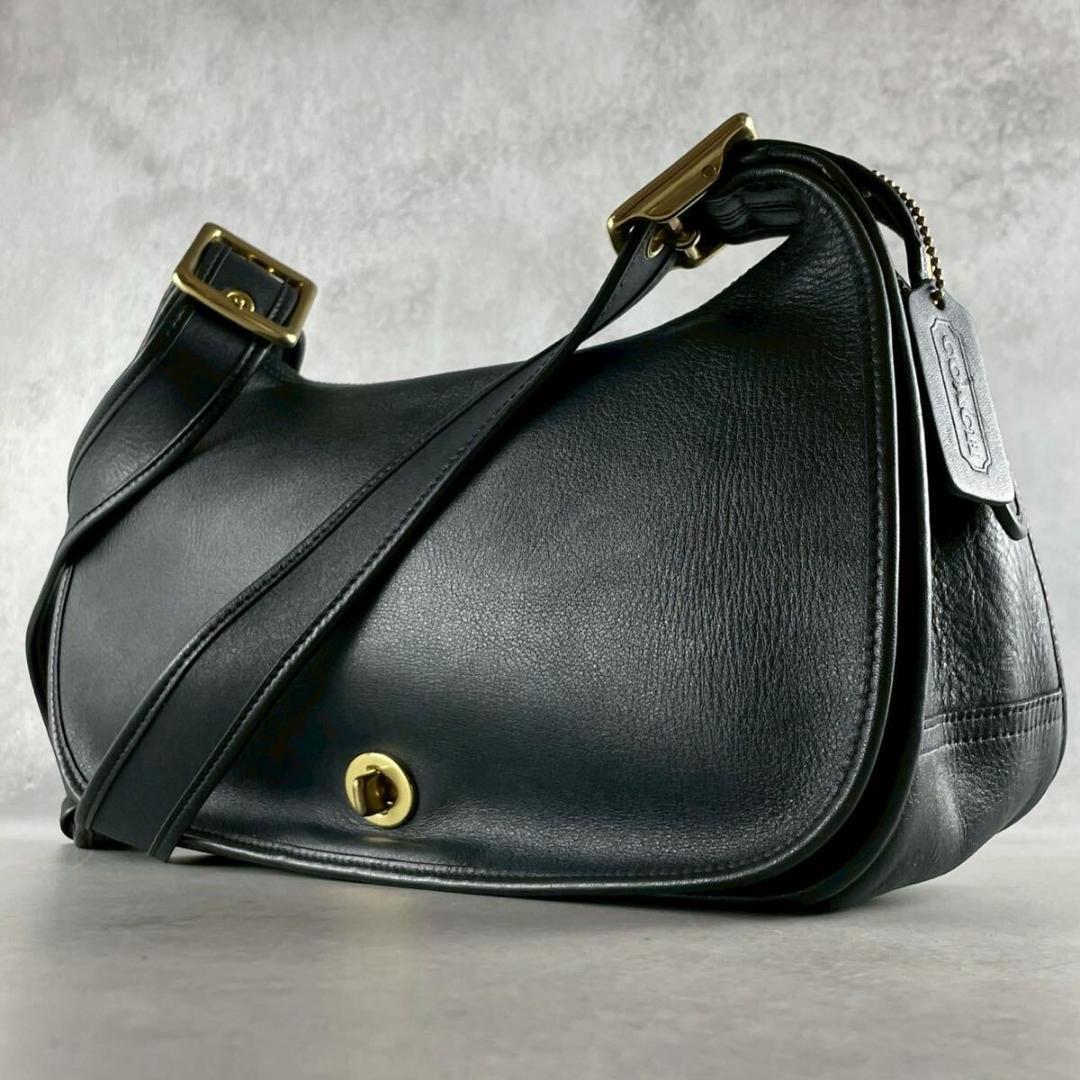 極美品 COACH コーチ 9338 ショルダーバッグ ターンロック 黒