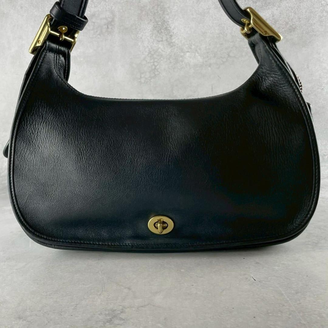 極美品 COACH コーチ 9338 ショルダーバッグ ターンロック 黒