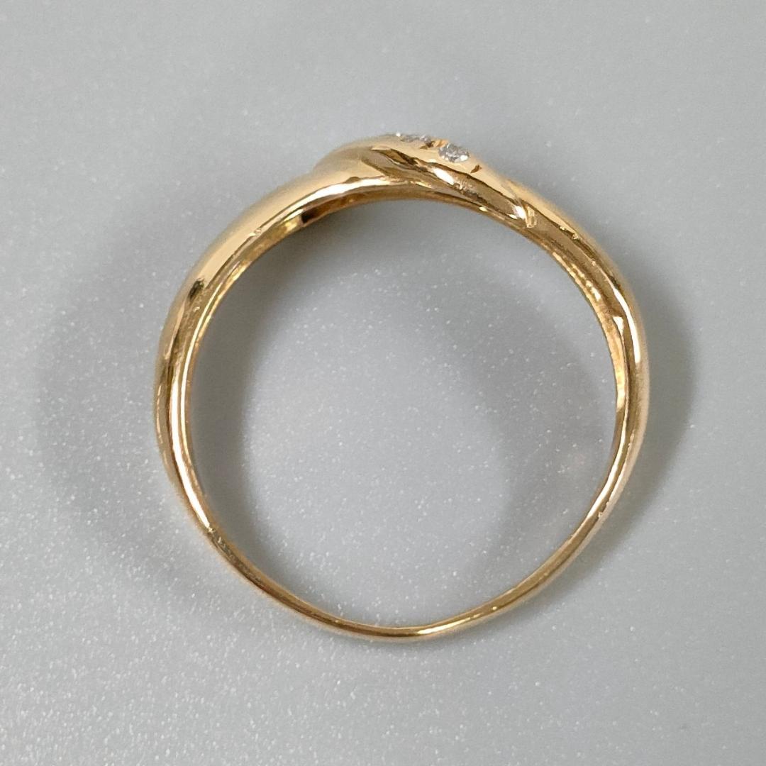 18金 K18 メレ付きデザインリング 女性用 1.8g 11号 X247 【年間