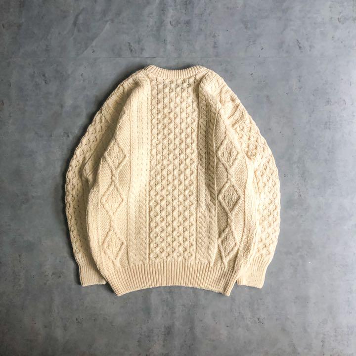 なアイボリ⒣ aran ケーブル編み アランニット セーター jCGBo-m50512500152 crafts アイルランド製 ㊧キュータム
