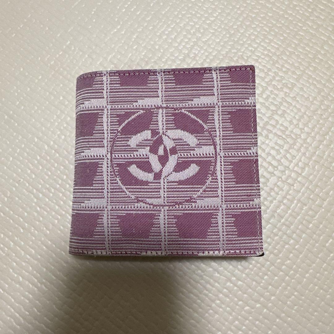 CHANEL パープル チェック 二つ折り財布