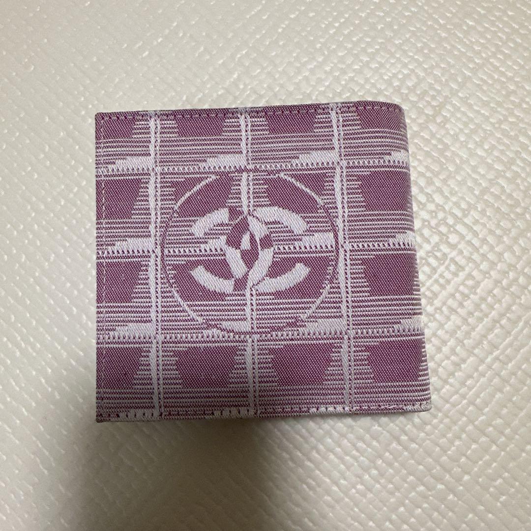 CHANEL パープル チェック 二つ折り財布