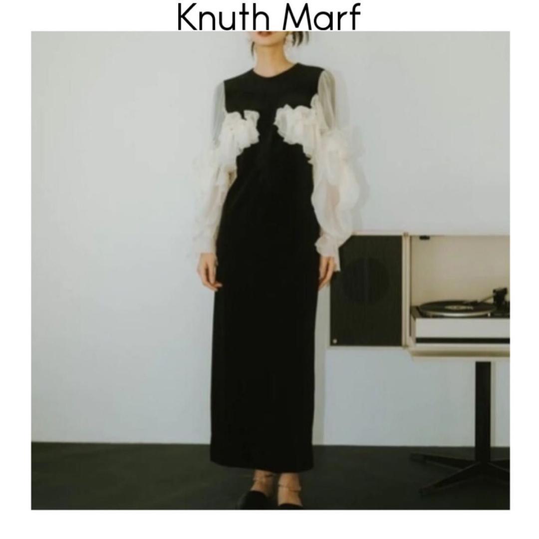 世界を買える 海外ブランド Marf Knuth 2wayシフォンドッキングワンピース ロング ブラック ワンピース