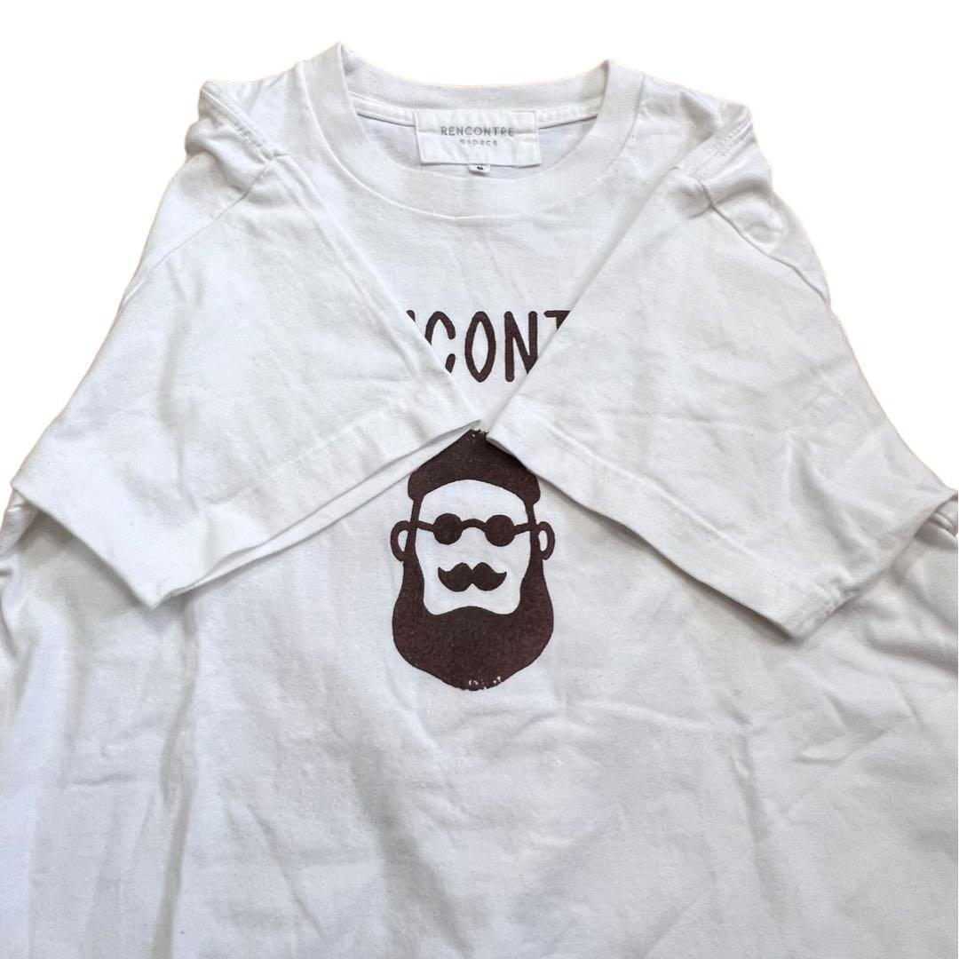 超希少　ラコントル　半袖Tシャツ　ロゴひプリント　木板画　綿100% 白T