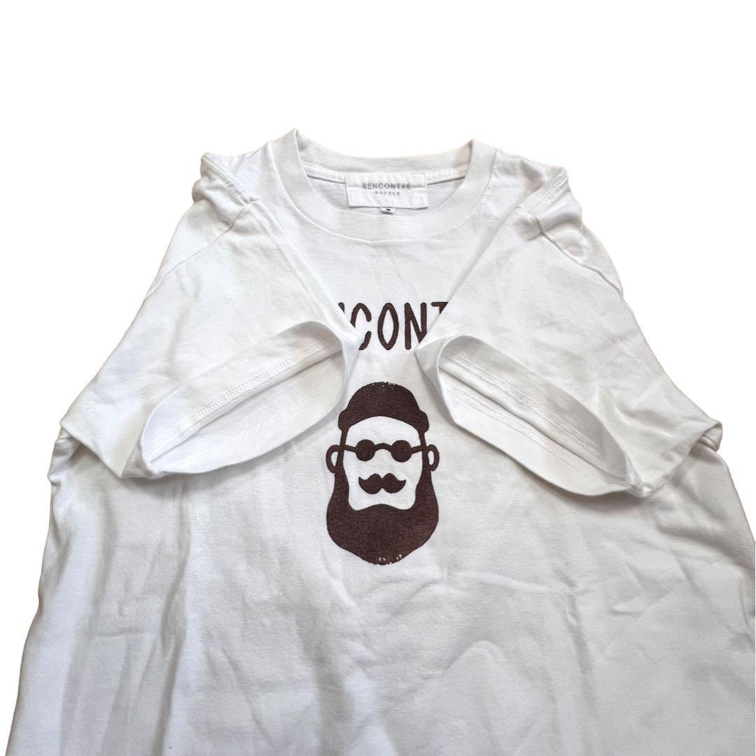 超希少　ラコントル　半袖Tシャツ　ロゴひプリント　木板画　綿100% 白T
