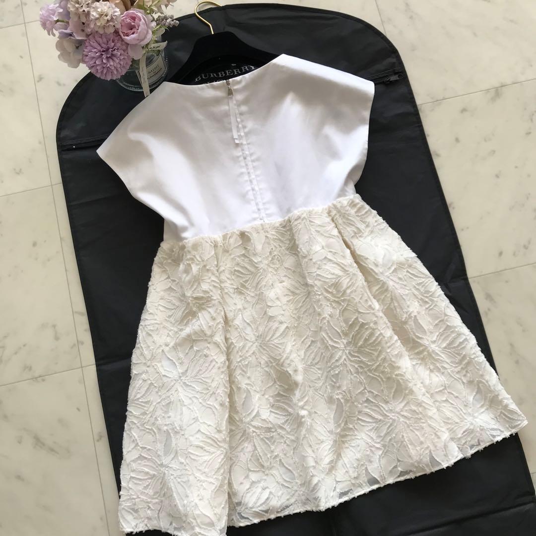 新品 FOXEY NEWYORK 花柄レース切り替えチュニック 白 サイズ38 シャツ