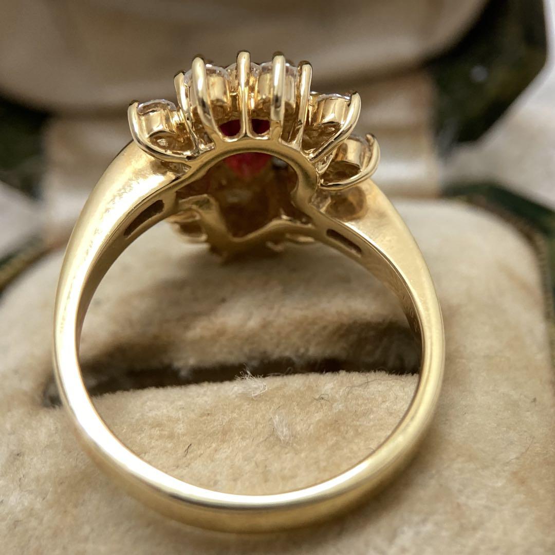 k18 ピジョンブラッドルビー1.02ct ダイヤモンド0.80ct 指輪