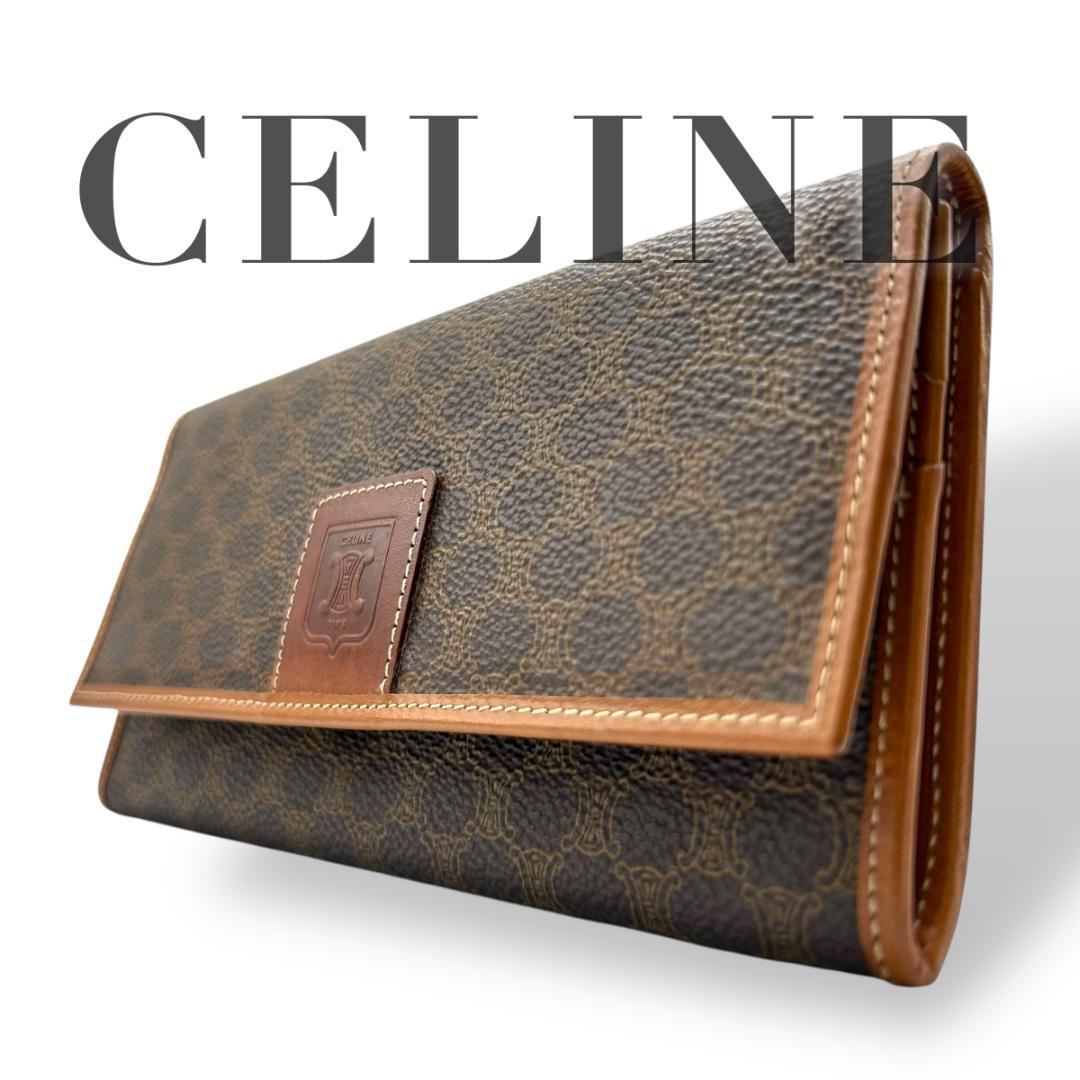 CELINE セリーヌ 長財布 90s オールド マカダム 柄 レザー PVC