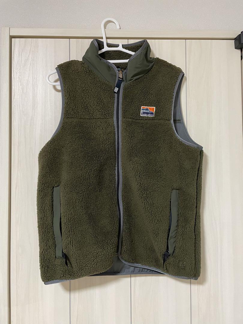 美品standard california フリースベスト オリーブグリーン