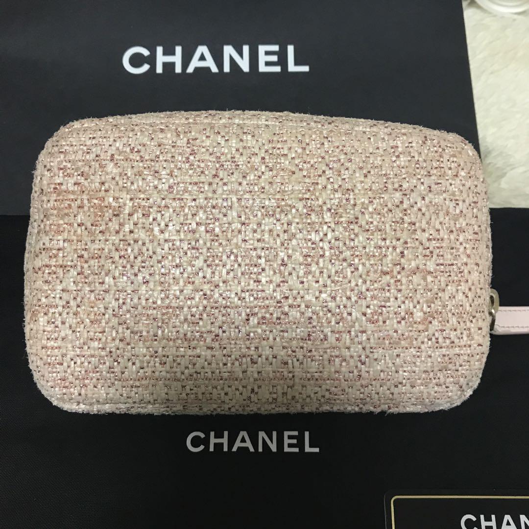 店内商品がすべてレジにて半額！！ シャネル ツイード ラメ ポーチ ピンク 27番台 バッグ