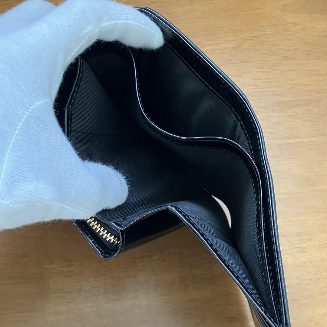美品✨アニエスベー agnes b.  3つ折り財布 レザー 立体ロゴ金具 黒