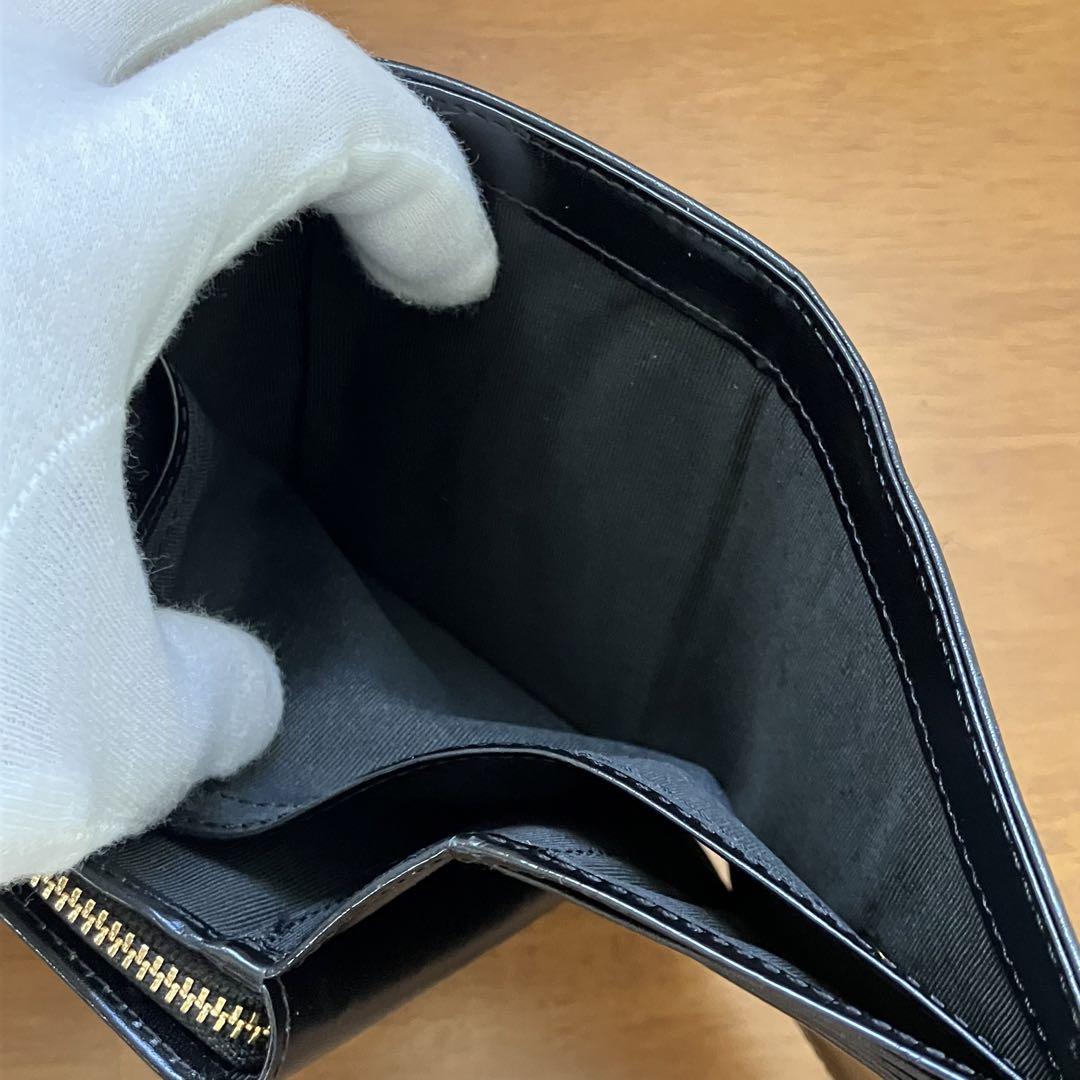 美品✨アニエスベー agnes b.  3つ折り財布 レザー 立体ロゴ金具 黒