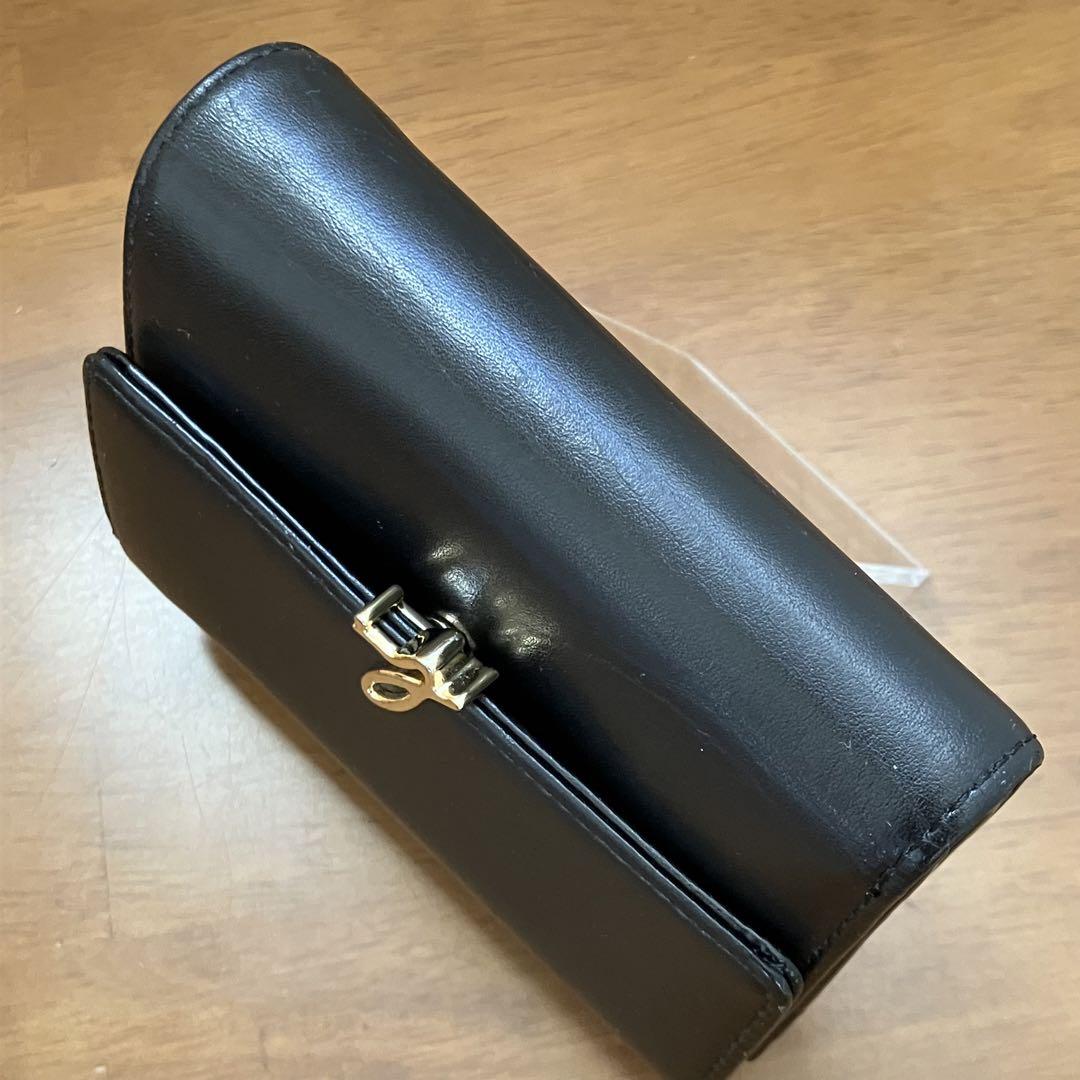 美品✨アニエスベー agnes b.  3つ折り財布 レザー 立体ロゴ金具 黒