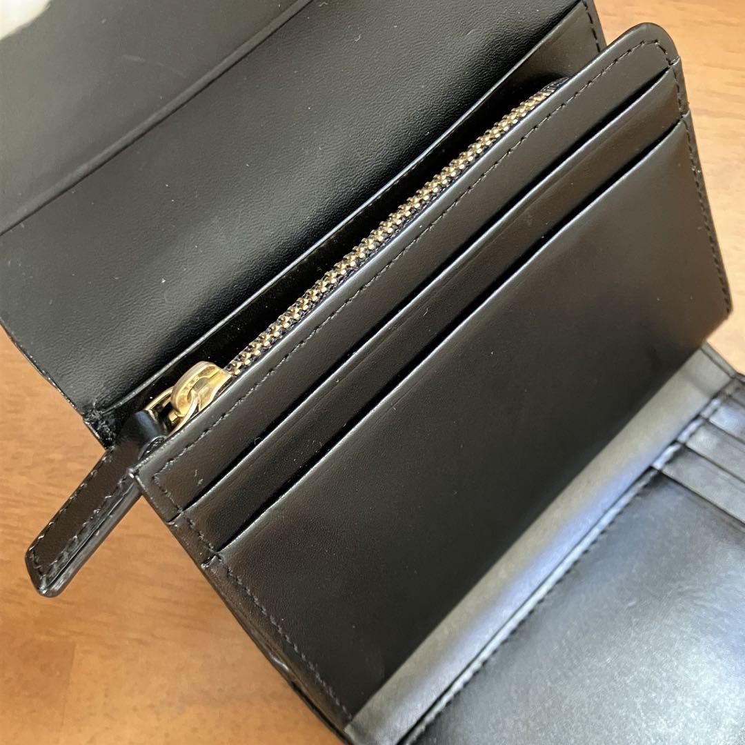 美品✨アニエスベー agnes b.  3つ折り財布 レザー 立体ロゴ金具 黒