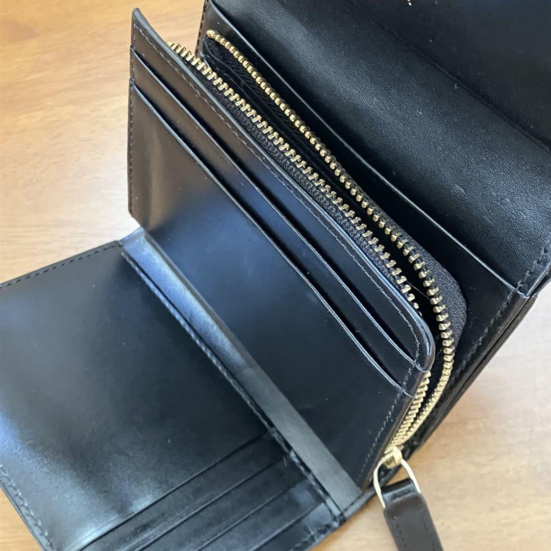 美品✨アニエスベー agnes b.  3つ折り財布 レザー 立体ロゴ金具 黒