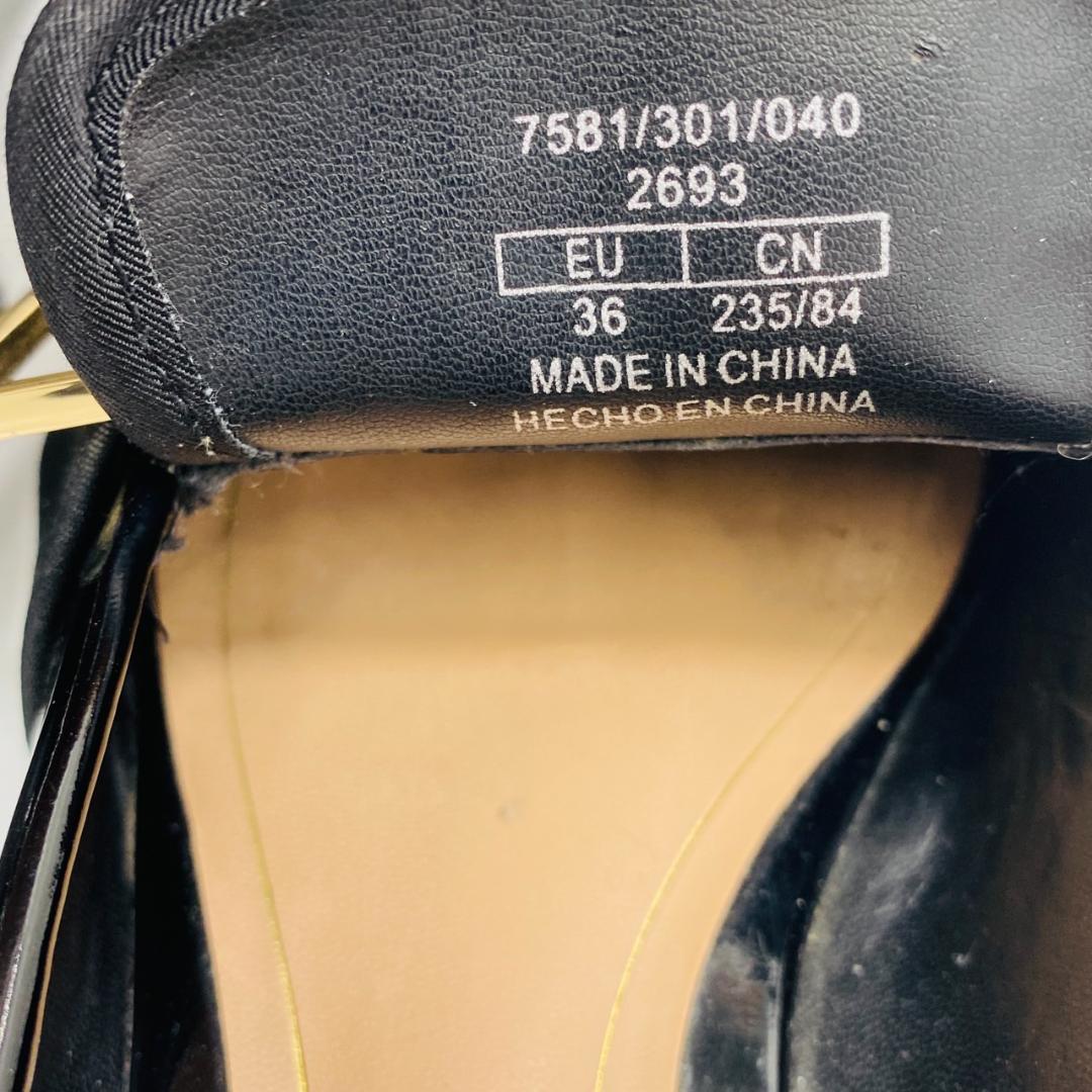 ZARA ザラ ローファー リボンベルト エナメル 36 ブラック