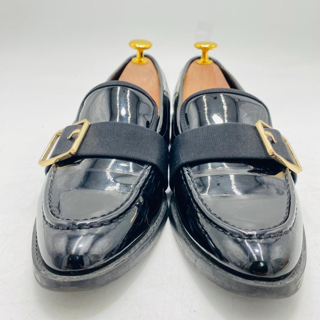 ZARA ザラ ローファー リボンベルト エナメル 36 ブラック