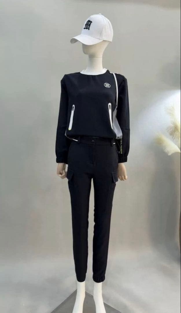 ジーフォア G/FOREゴルフウェアトレーナー レディース トップス 黒/グレー