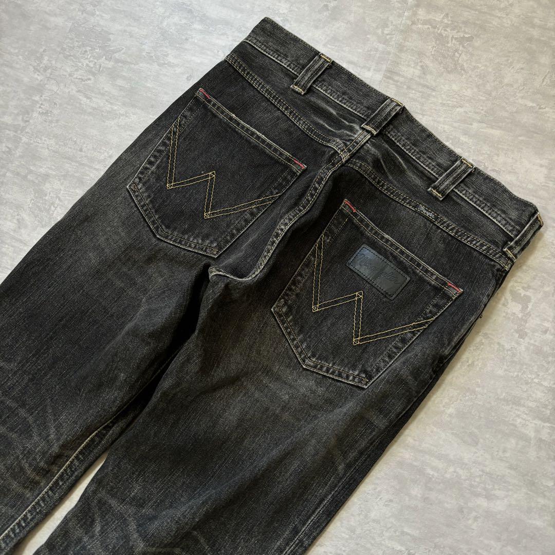 色落ち抜群 00s Wrangler ブラック デニム ヒゲ ハチノス