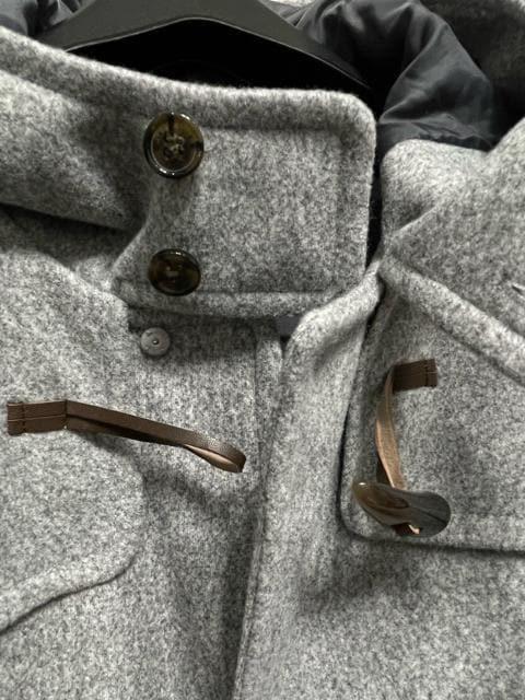 z新品☆4L♪グレー系♪シンプルおしゃれダッフルコート♪ロング☆u591