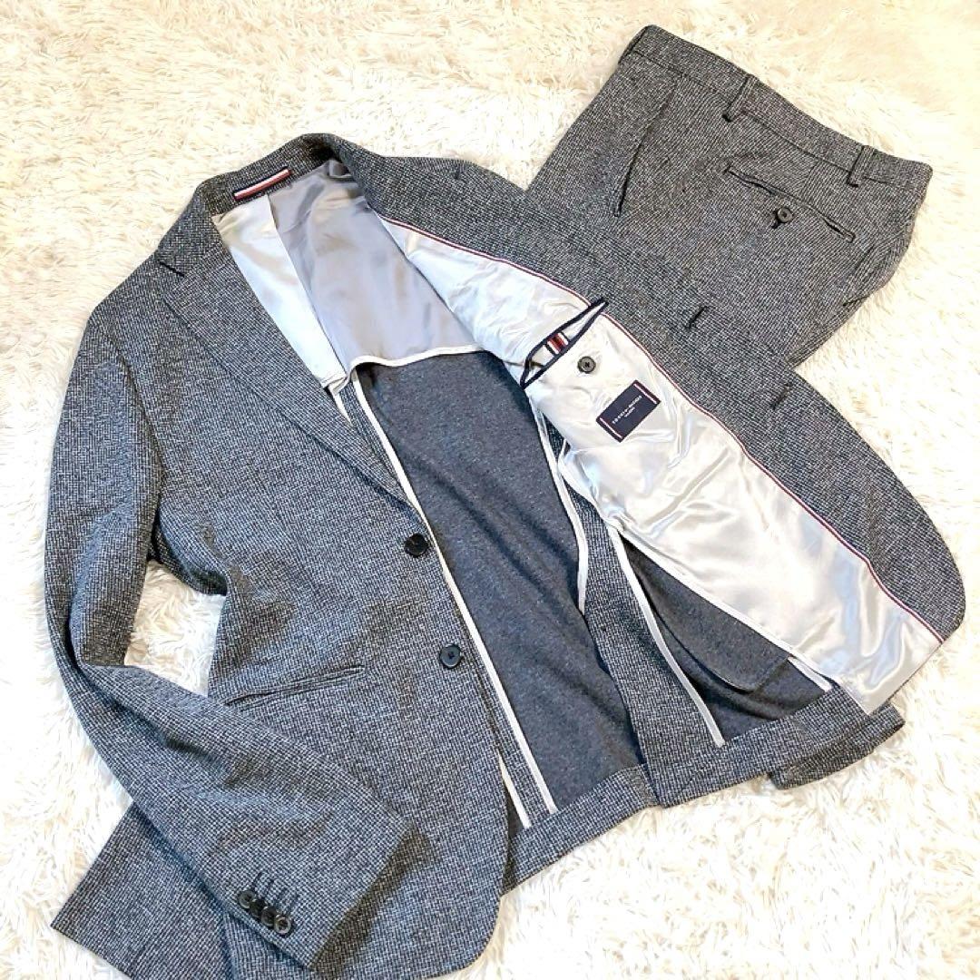 【超希少】トミーヒルフィガー　スーツ　ストレッチ　千鳥柄　46 TH FLEX